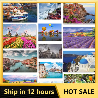 46*28cm Jigsaw Puzzles 500 Pieces Paper Picture Landscape Oil Painting