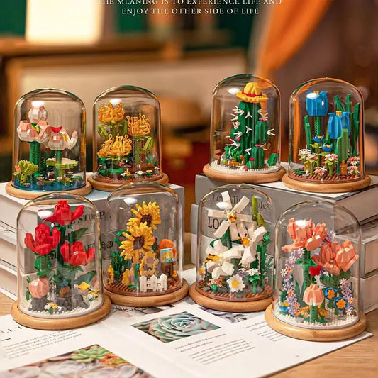 Compatible with LEGO small plot wood flowers, sunflowers, roses,