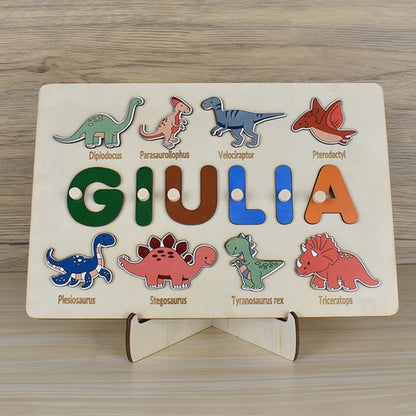 Name Puzzle Wood Personalize for Kids Hand Grab Board Supports