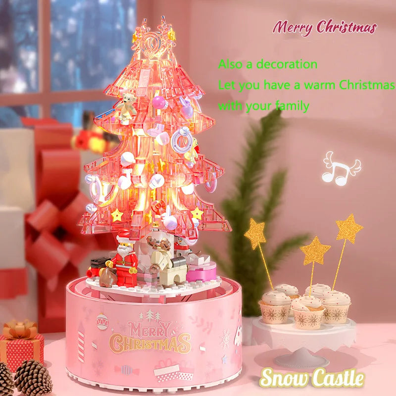 Merry Christmas Music Box Christmas Tree Building Blocks DIY Doll