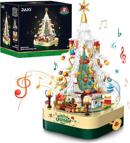 Children's Christmas Train Building Block Set DIY Christmas Tree Music