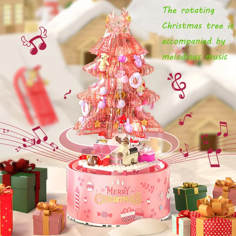 Merry Christmas Music Box Christmas Tree Building Blocks DIY Doll