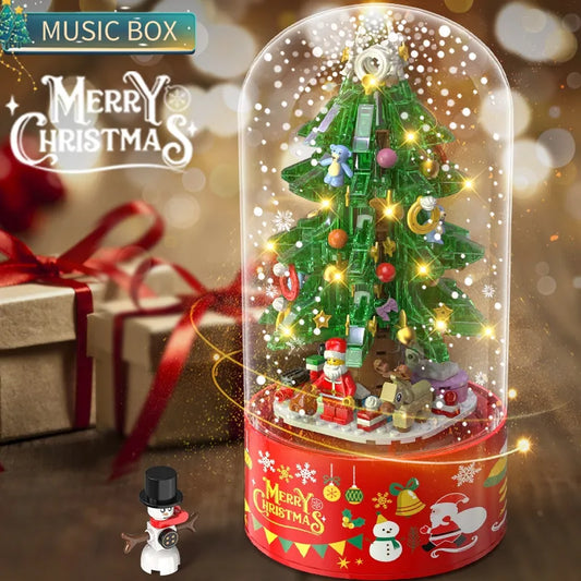 Merry Christmas Music Box Christmas Tree Building Blocks DIY Doll