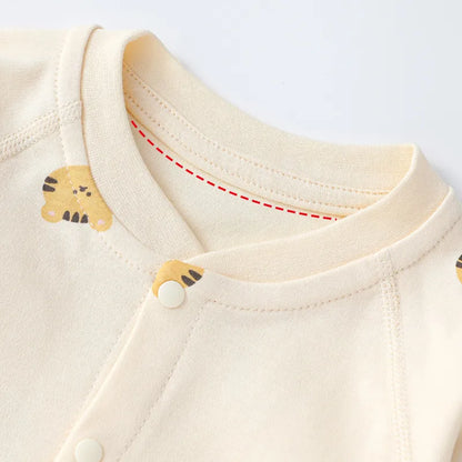 Muslin Newborn Jumpsuit Cartoon Bear Long Sleeves Baby Rompers for