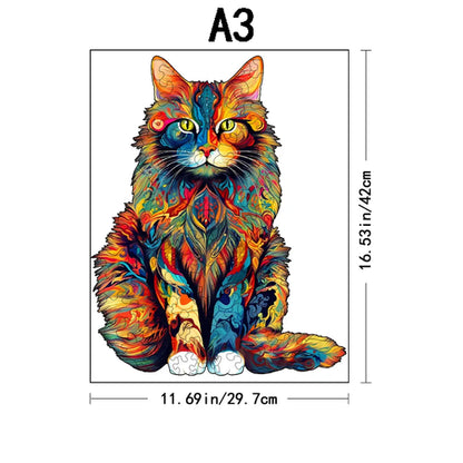 Color Changing Cat Wooden Puzzle Irregular Animal Shaped Wooden Puzzle