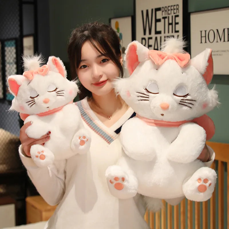 Cute White Cat With Bow Plush Toys Lovely Cartoon Animals Stuffed