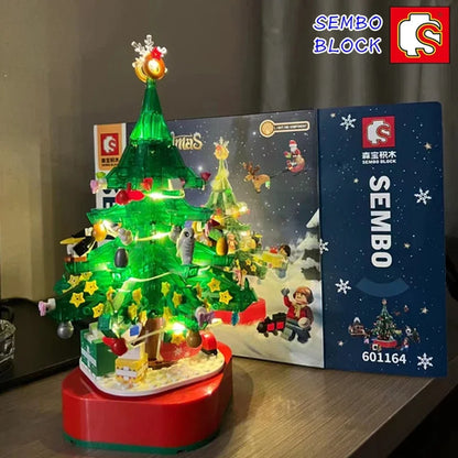 SEMBO Christmas tree building blocks music box model Kawaii holiday