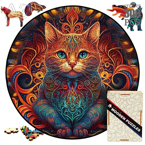 Animal Wood Puzzle Cat Fox Peacock Montessori Toys for Innovative