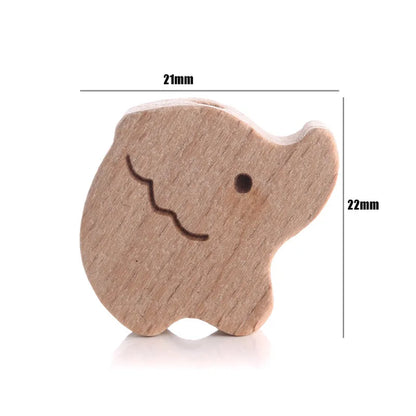 10Pcs Beach Wood Baby Beads Animal Shape Wooden Newborn Teething Ring