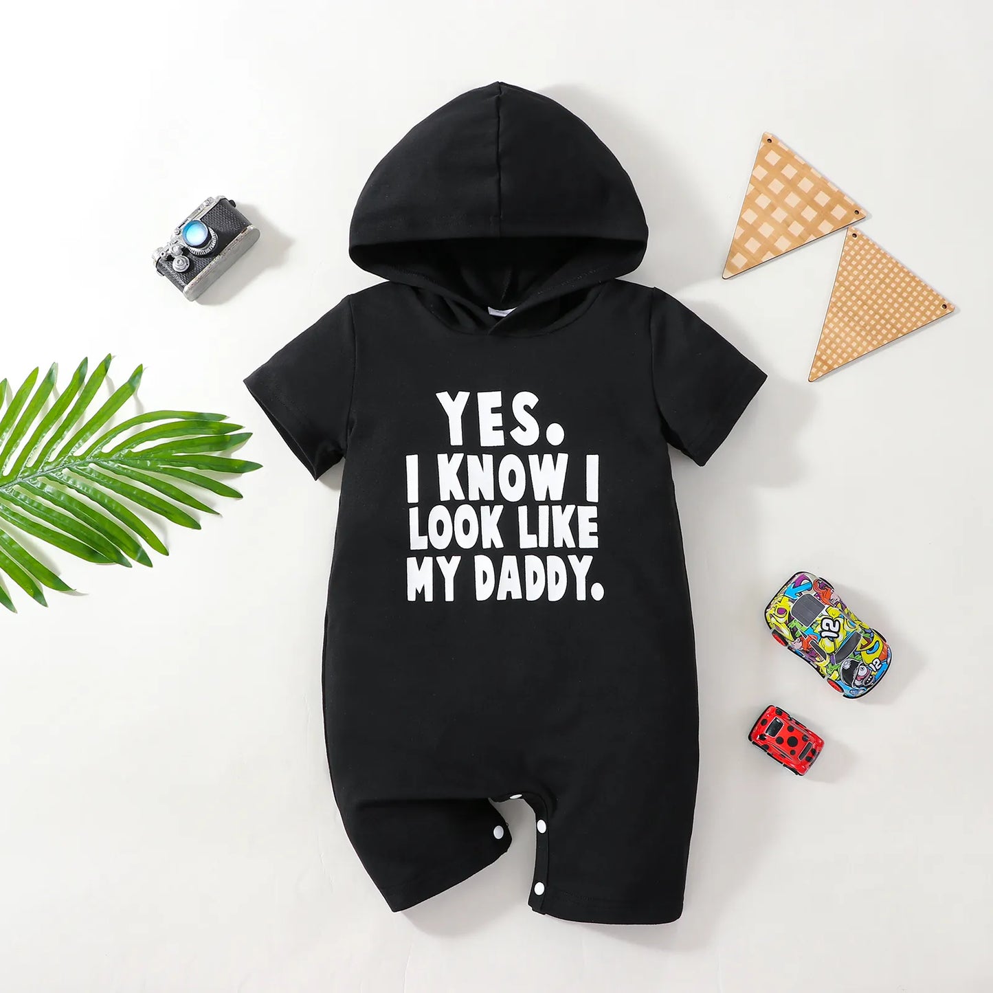 Baby Boys Casual "Yes I Know I Look Like My Daddy" Short Sleeve Hooded