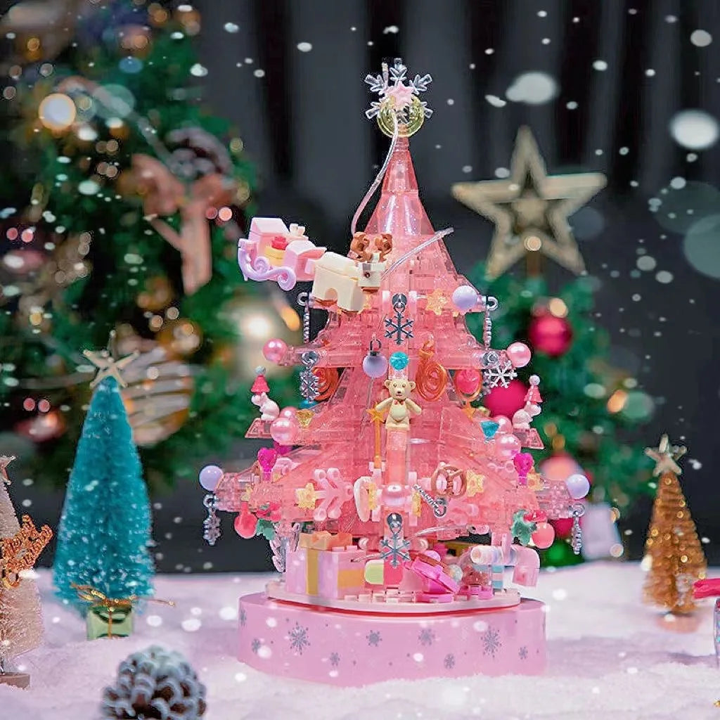 Diy 729pcs Christmas Tree Music Box Building Blocks Newyear Santa