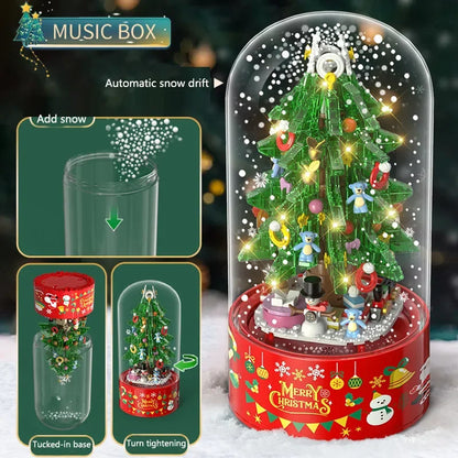 Happy Christmas Music Box Christmas Tree Building Blocks DIY Doll