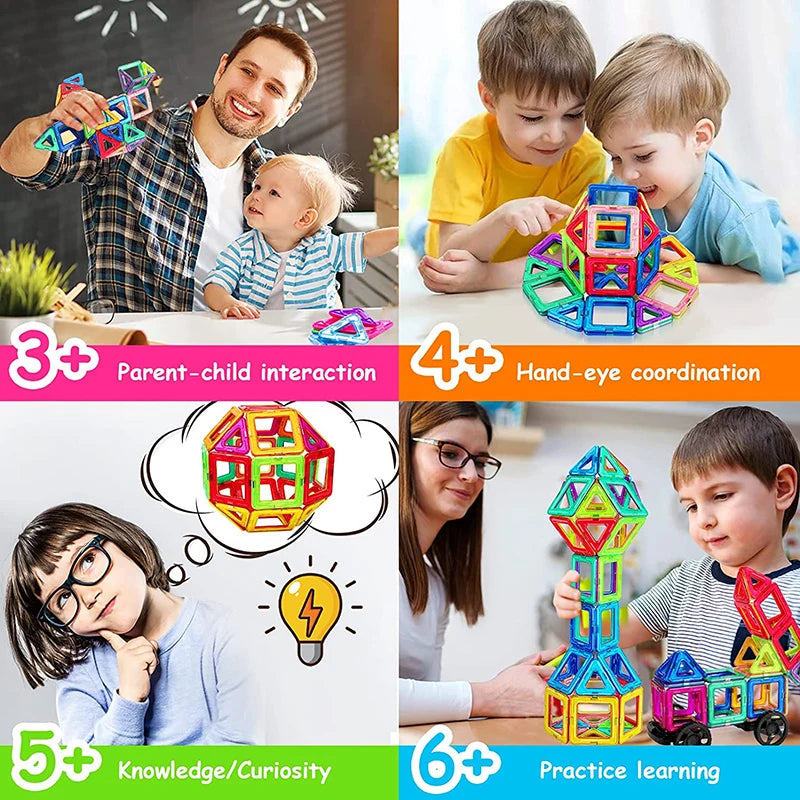 64-184Pcs Kids Magnetic Building Blocks Mini Size Magnet Toys for Boys