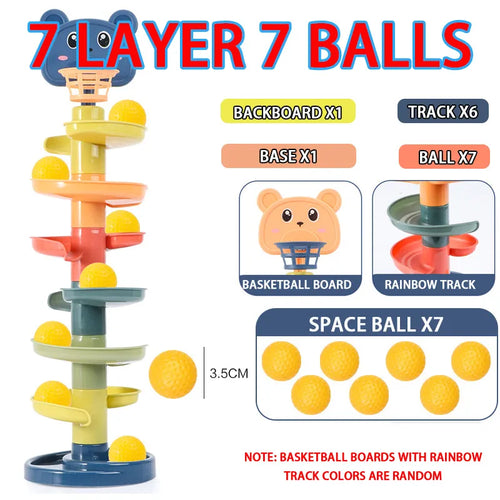 Baby Activity Toys Rolling Ball Pile Tower Rotating Track Ball Tower