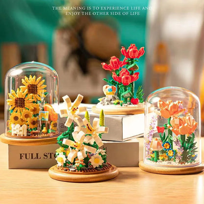 Compatible with LEGO small plot wood flowers, sunflowers, roses,