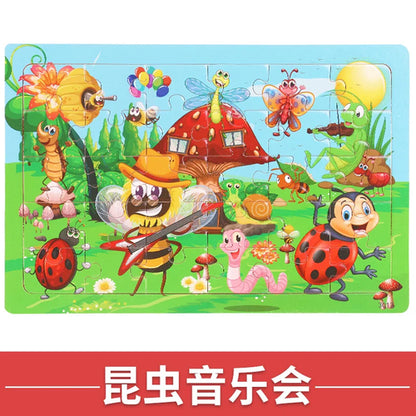 NEW Wooden 30pcs Puzzles Children Animal Dinosaur Cartoon Plane Puzzle