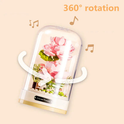 Rose Music Box Immortal Flower DIY Building Block Musical Box Romantic