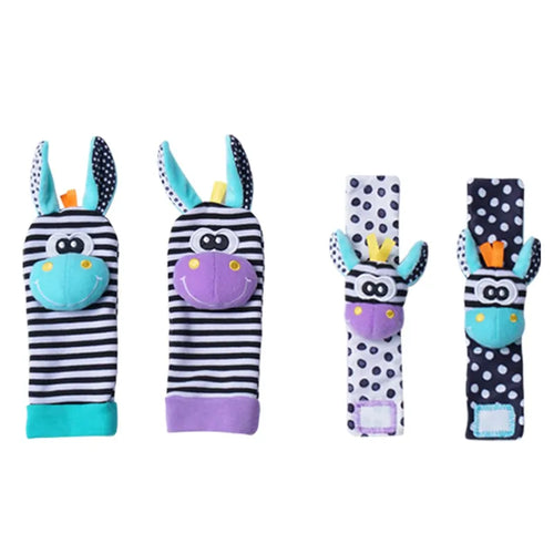 4PCS/SET Baby Rattle Toys Cute Stuffed Animals Wrist Rattle Foot