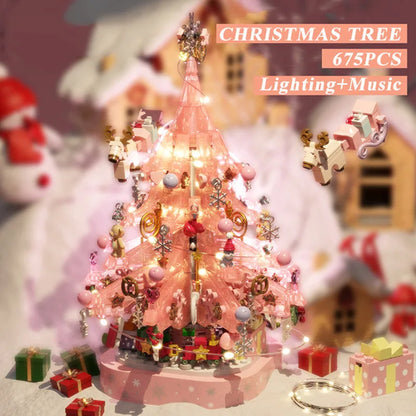 Creative Merry Christmas Tree Music Box With Led Ligths Building