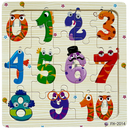 20piece Wooden Puzzle Cartoon Animals Car Letter Number Pattern Jigsaw