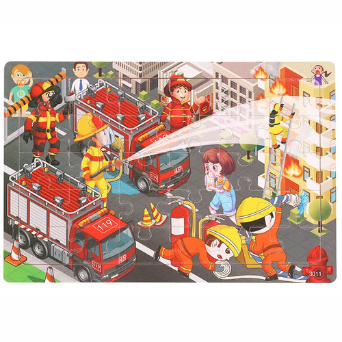 30 Pieces Wooden Jigsaw Puzzle Kids Cartoon Animal Vehicle Puzzles