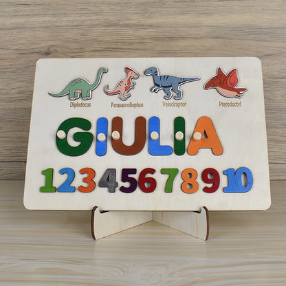 Name Puzzle Wood Personalize for Kids Hand Grab Board Supports