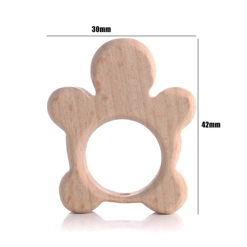 10Pcs Beach Wood Baby Beads Animal Shape Wooden Newborn Teething Ring