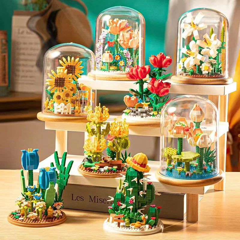 Compatible with LEGO small plot wood flowers, sunflowers, roses,