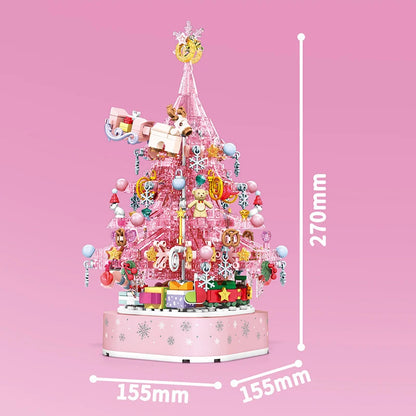 SEMBO New Pink Crystal Christmas Tree Building Blocks DIY Light Music