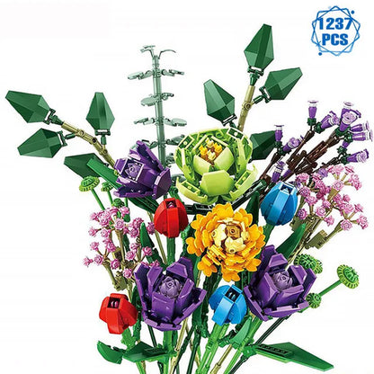 Aoger 10286 Fomantic Flower Bouquet Rose Orchid Building Block Bricks