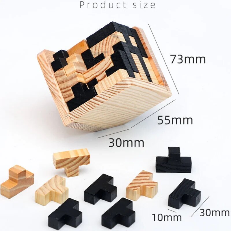 3D Cube Puzzle Luban Interlocking Creative Educational Wooden Toy