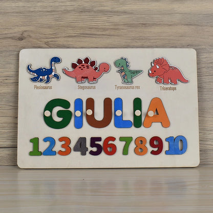 Name Puzzle Wood Personalize for Kids Hand Grab Board Supports