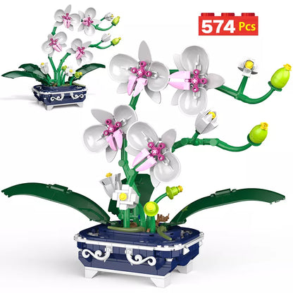 574PCS City Mini Orchid Potted Plants Building Blocks Friends