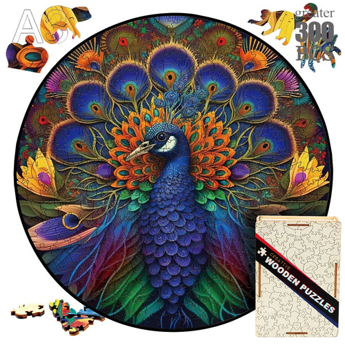 Animal Wood Puzzle Cat Fox Peacock Montessori Toys for Innovative