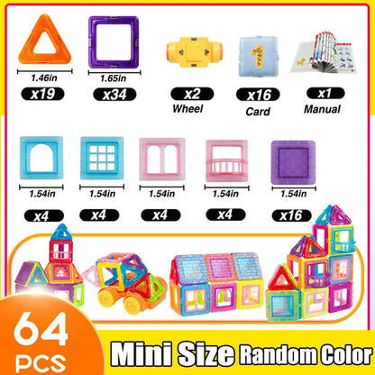 64-184Pcs Kids Magnetic Building Blocks Mini Size Magnet Toys for Boys