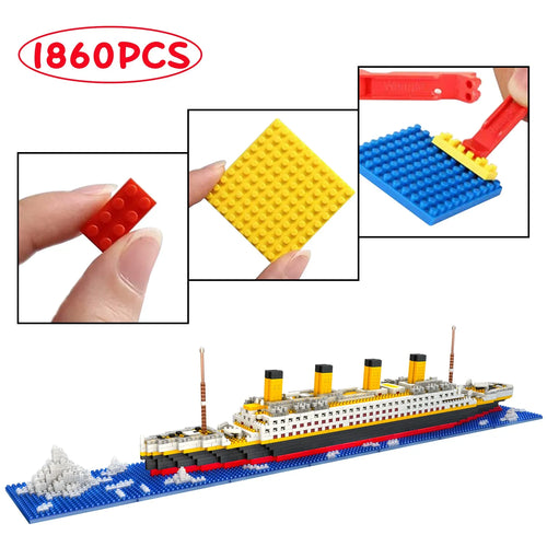 Titanic Micro Mini Building Blocks Set, 1860Pcs Titanic Toy Ship Model