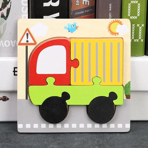 Baby High Quality 3D Wooden Puzzles Educational Cartoon Animals Early