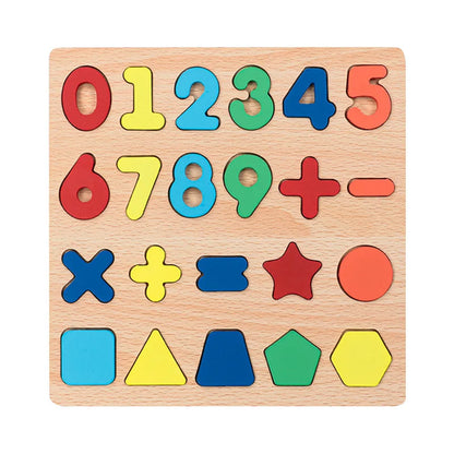 Colorful Alphabet Number Wooden Puzzles Kids Intelligent Matching Game