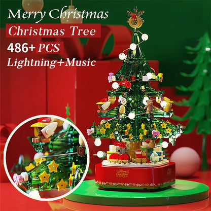 Creative Merry Christmas Tree Music Box With Led Ligths Building