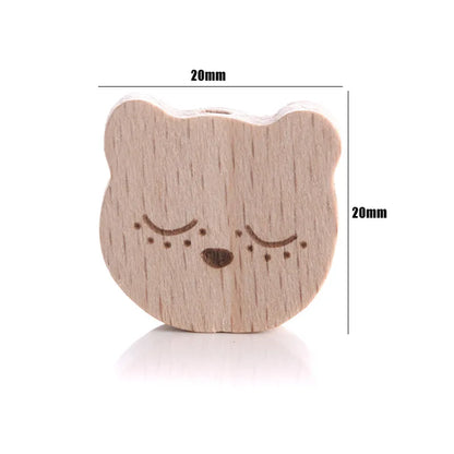 10Pcs Beach Wood Baby Beads Animal Shape Wooden Newborn Teething Ring