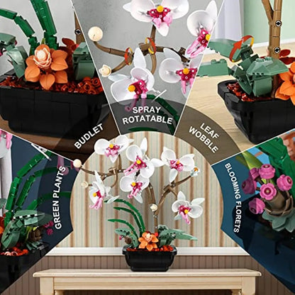 Flowers Orchid Building blocks Kit bonsai Botanical home Decor Home