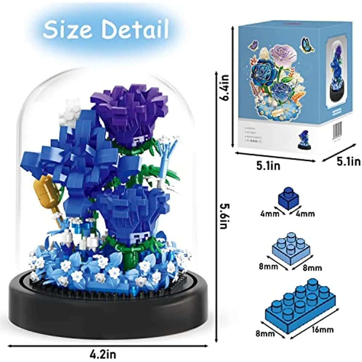 Flower Bouquets Building Sets 630PCS Building Blocks Blue Rose