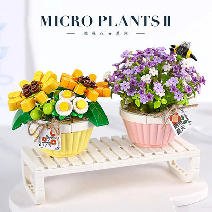 Mini Building Blocks Flowers DIY Plant Bouquets Potted Plant Models