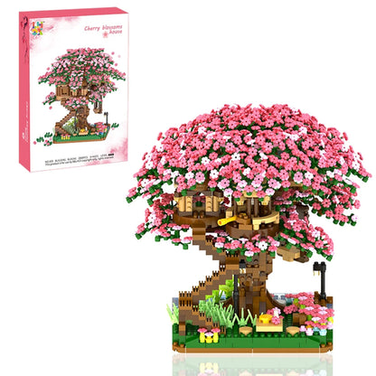 Bibilock 2138pcs Sakura House Tree Building Blocks Cheer Flower City