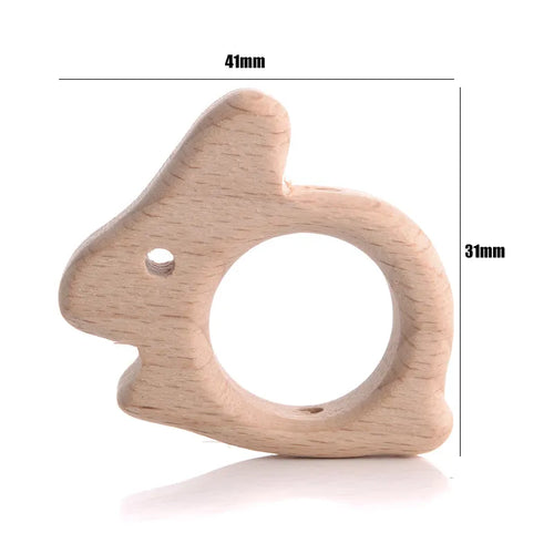 10Pcs Beach Wood Baby Beads Animal Shape Wooden Newborn Teething Ring