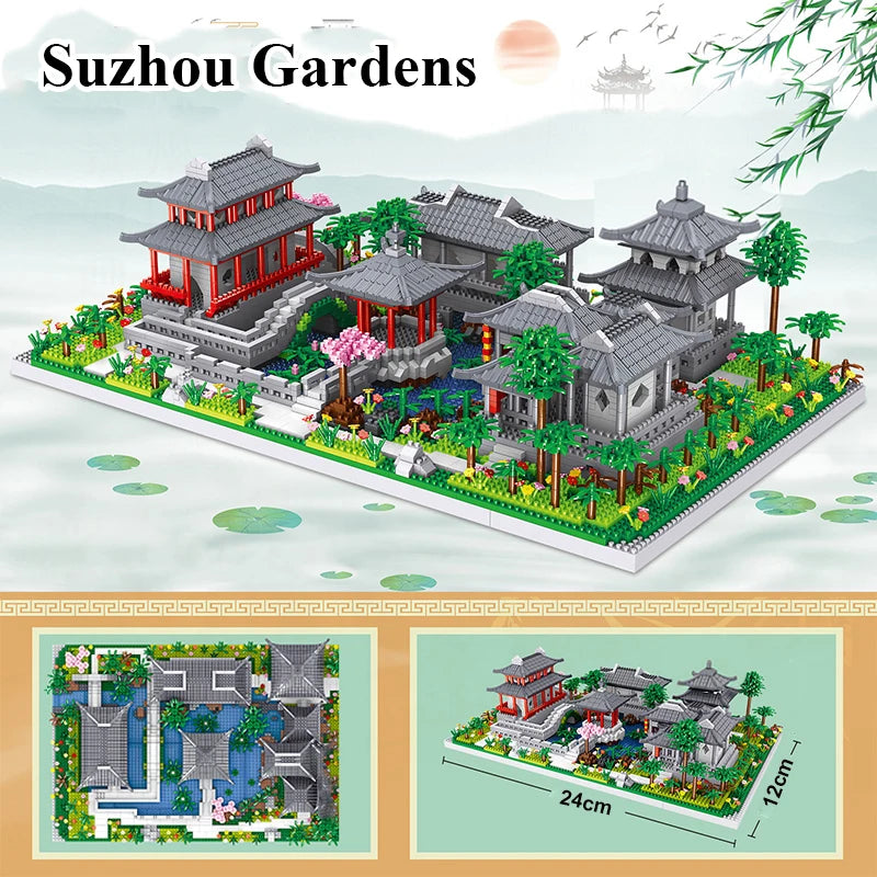 China Suzhou Classic Garden Series Famous Building Block Set 1800Pcs