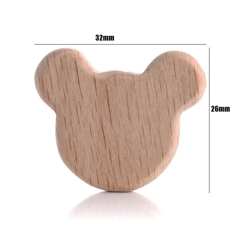 10Pcs Beach Wood Baby Beads Animal Shape Wooden Newborn Teething Ring