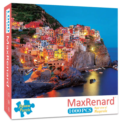 MaxRenard Jigsaw Puzzle 1000 Pieces for Adults Cinque Terra Night View