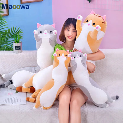 50/70cm Cute Soft Long Cat Plush Toys Stuffed Pause Office Nap Pillow