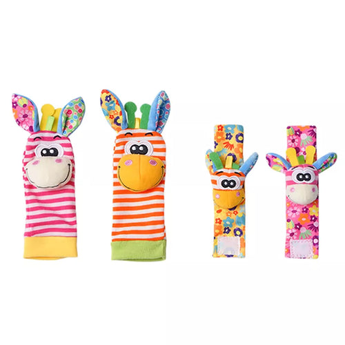 4PCS/SET Baby Rattle Toys Cute Stuffed Animals Wrist Rattle Foot